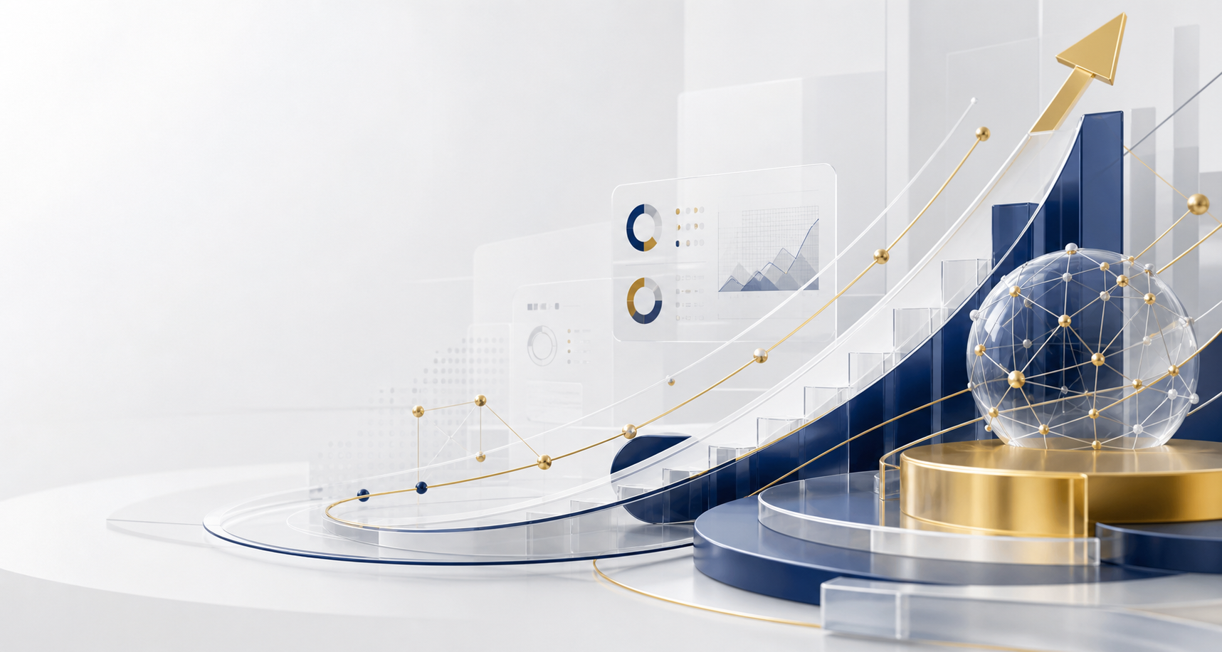 Abstract strategic growth visualization with connected opportunity nodes